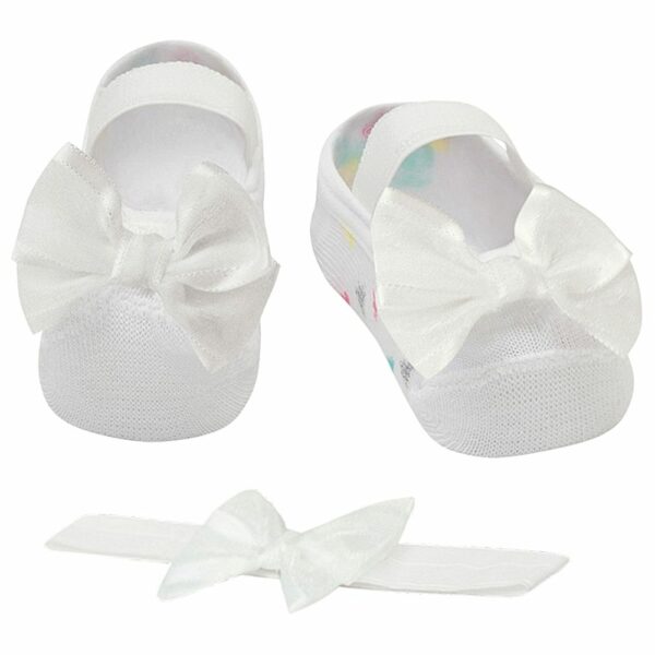 Baby Girl White Set - Socks + Hair Band