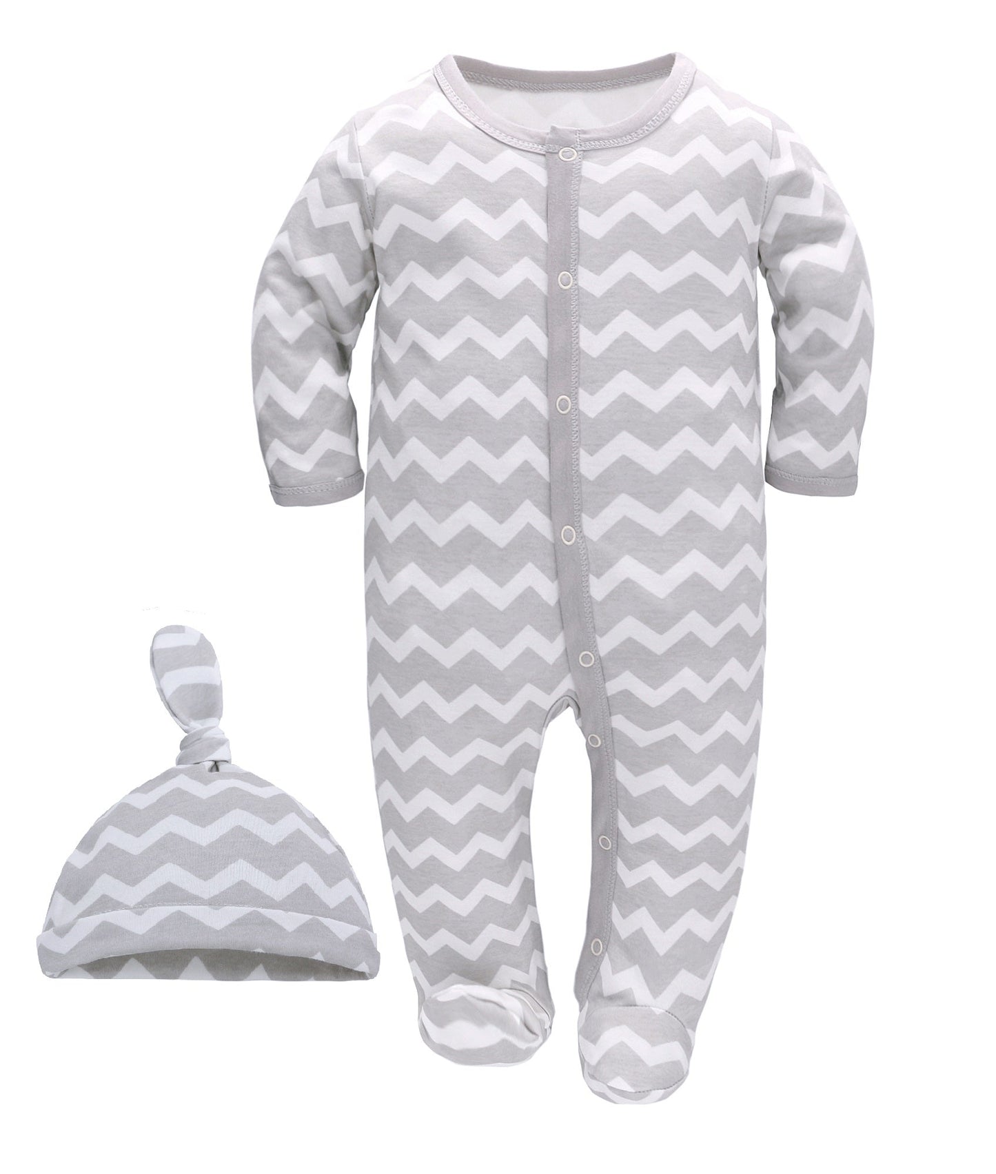 Grey and White Zigzag Romper Set