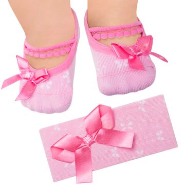 Baby Girl Pink Set - Socks + Hair Band